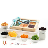 रक्षाबंधन के लिए प्रीमियम गिफ्ट ट्रे, 950 ग्राम कुल सामग्री